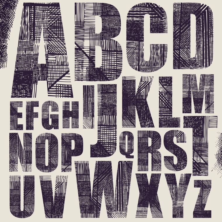 Репродукции картин Grunge alphabet purple