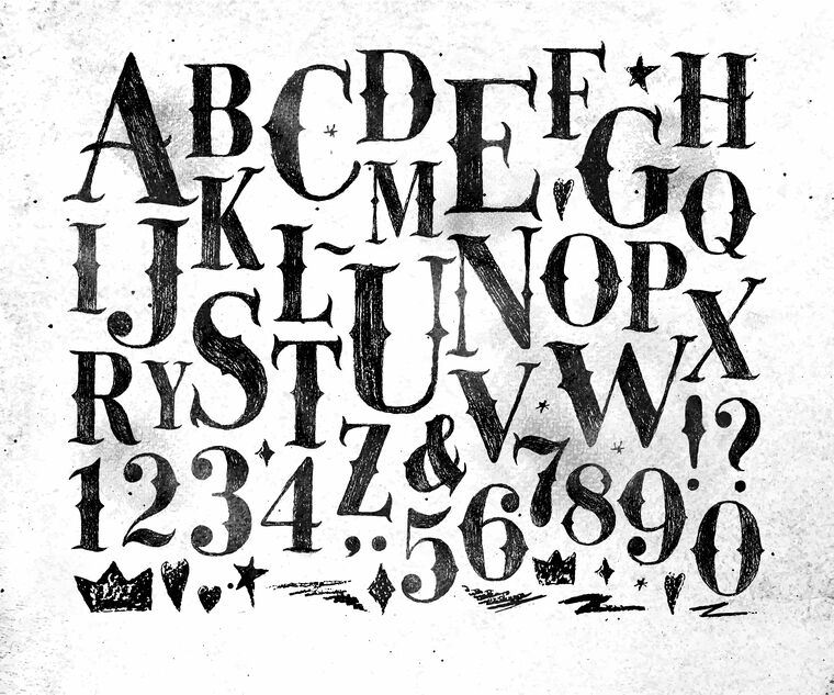 Картины на пластике, пеноркартоне Hand drawn alphabet Картины на пластике, пеноркартоне Hand drawn alphabet