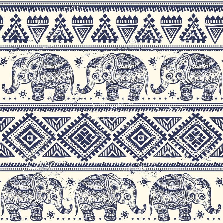 Репродукции картин Pattern with elephants