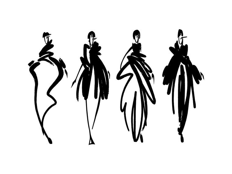 Paintings Stylish silhouettes on white