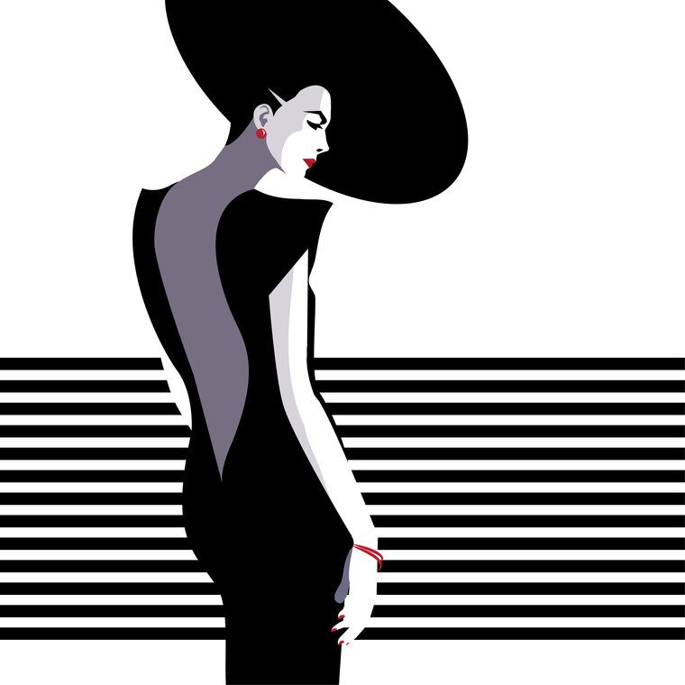 Картины, фото с паспарту Stylish woman graphics