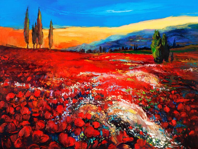 Paintings Bright field of poppies
