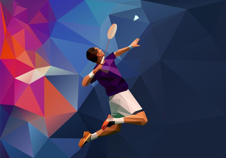Paintings Tennis player background geometry