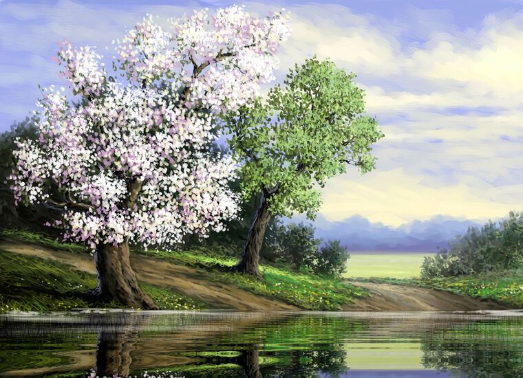Картины Flowering tree digital painting