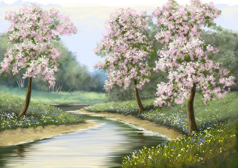 Репродукции картин Flowering trees digital painting