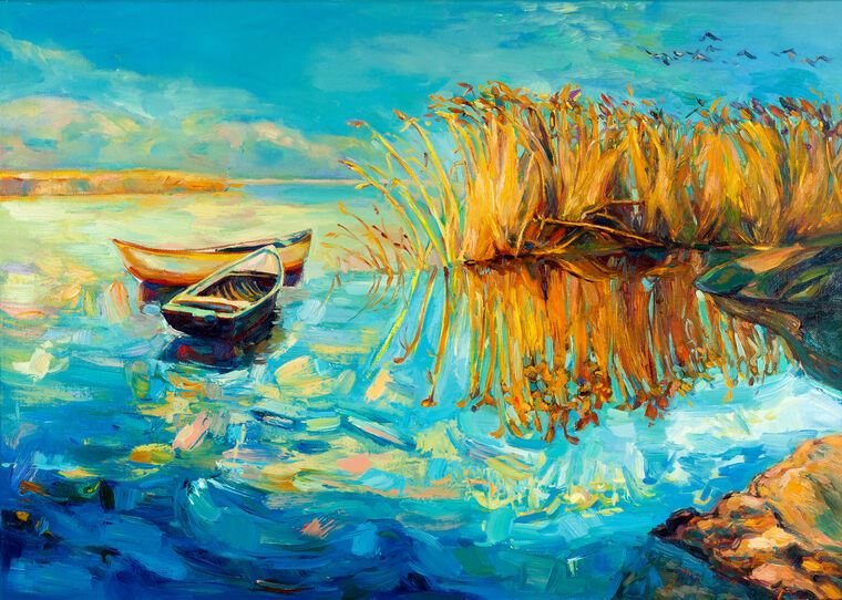 Репродукции картин Boats on the shore of the lake