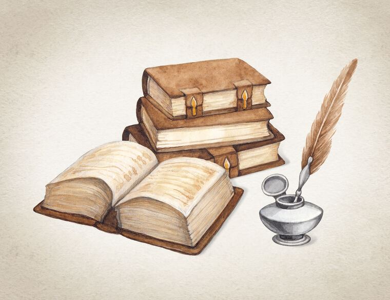 Картины на подрамнике Watercolor vintage books Картины на подрамнике Watercolor vintage books
