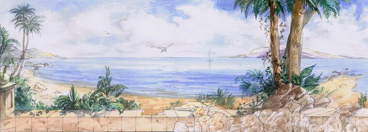 Купить и печать на заказ Репродукции картин Эскиз панорама моря