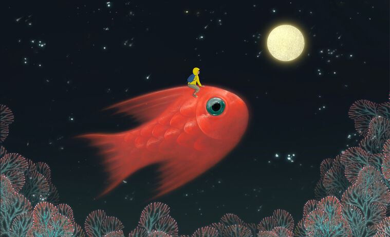 Купить и печать на заказ Репродукции картин Красная рыбка в океане