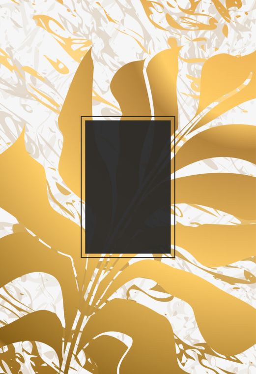 Картины Black rectangle on a background of gold leaf