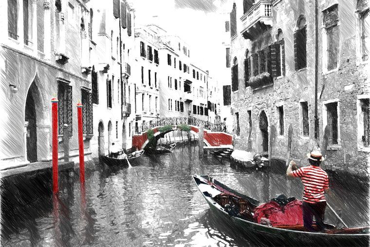 Купить и печать на заказ Репродукции картин Венеция гондола
