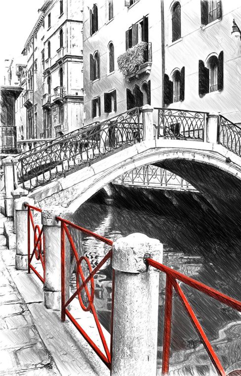 Купить и печать на заказ Репродукции картин Венецианский канал, эскиз