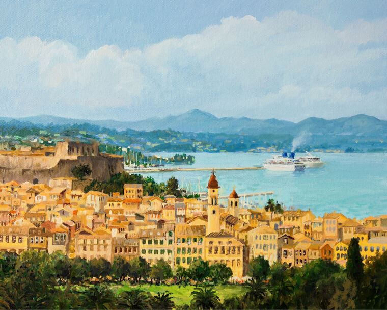 Купить и печать на заказ Картины Панорама острова Корфу