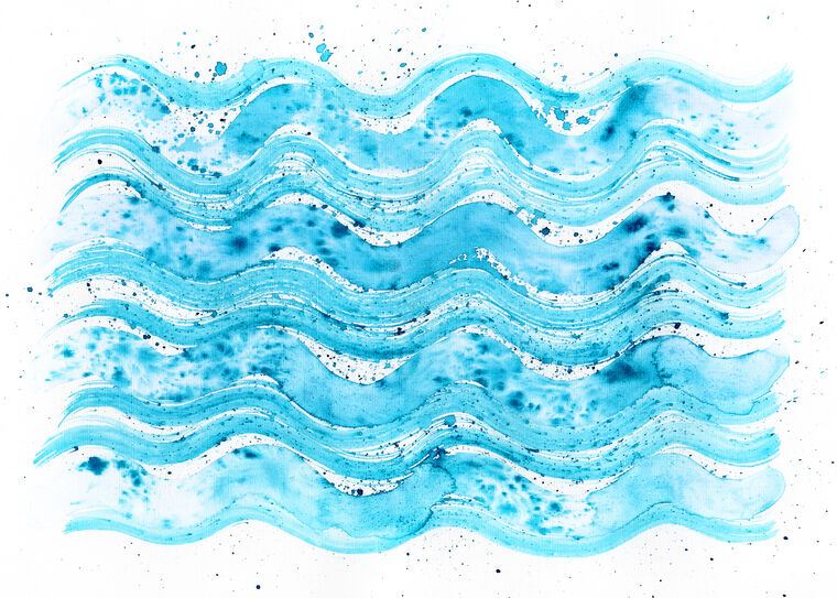 Reproduction paintings Watercolor waves