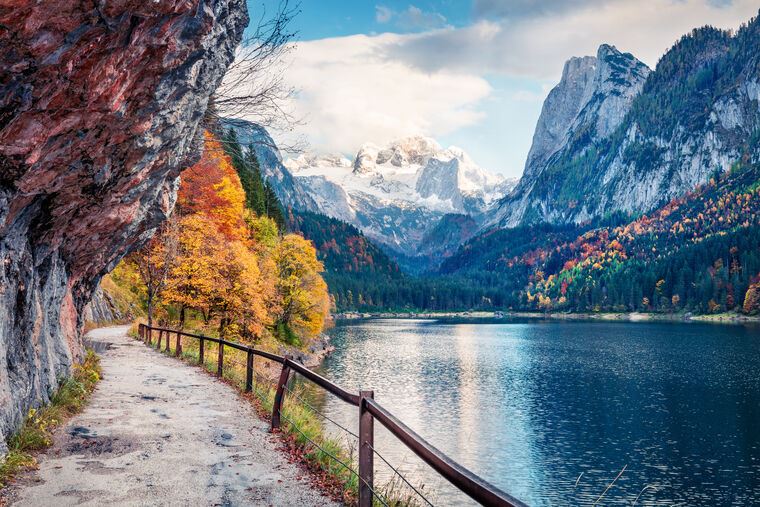 Купить и печать на заказ Картины Живописный утренний вид на Австрийские Альпы