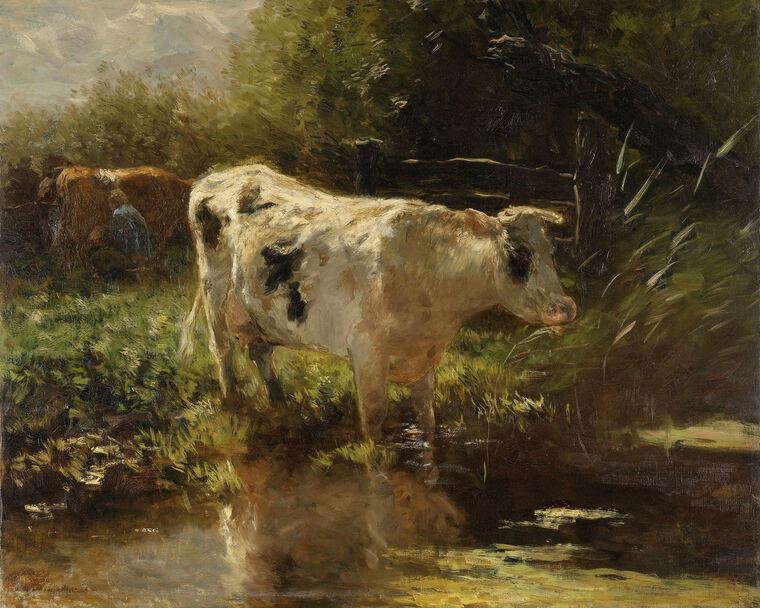 Репродукции картин A cow near a ditch (Willem Maris)