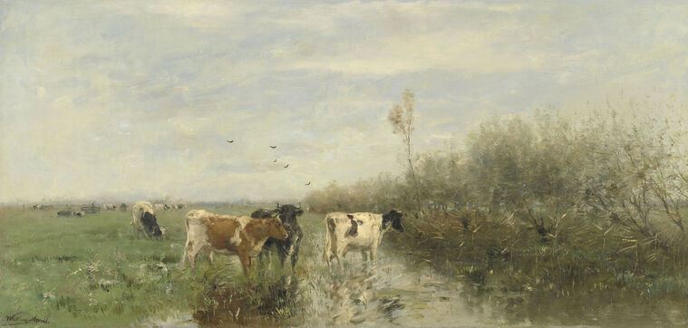 Репродукции картин Cows in a Soggy Meadow (Willem Maris)
