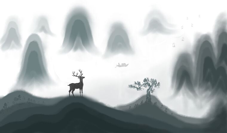 Paintings Landscape with deer