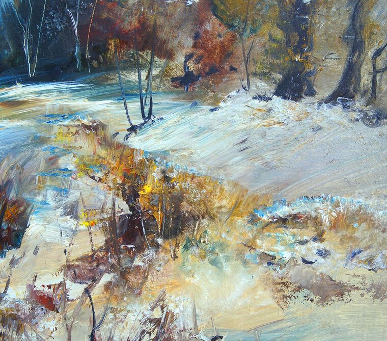 Купить и печать на заказ Картины Зимний пейзаж живопись