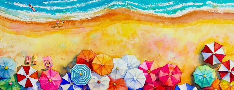 Купить и печать на заказ Картины Пляжные зонтики