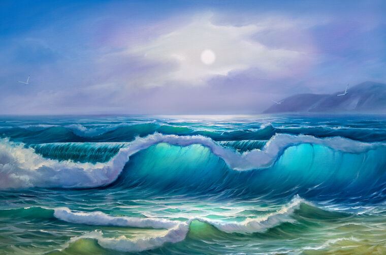 Купить и печать на заказ Репродукции картин Бирюзовые морские волны