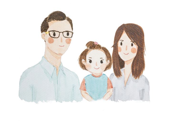 Купить и печать на заказ Картины Акварельная иллюстрация семья