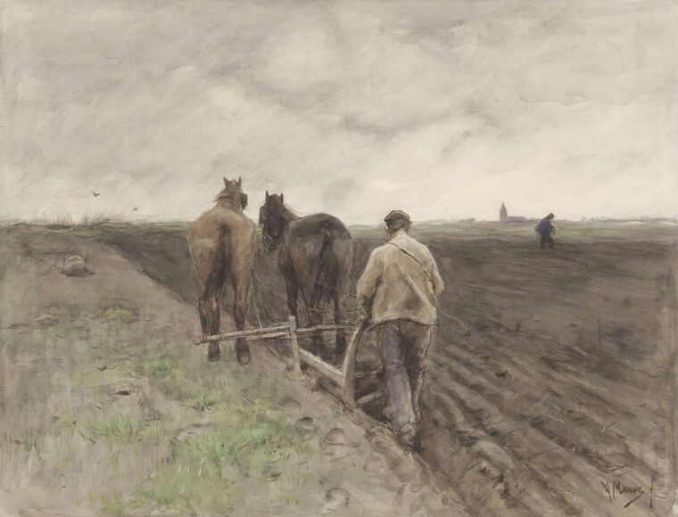 Репродукции картин Plowing farmer (Anton Mauve)