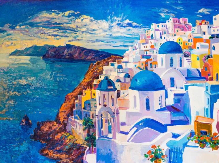 Купить и печать на заказ Картины Живописный греческий пейзаж