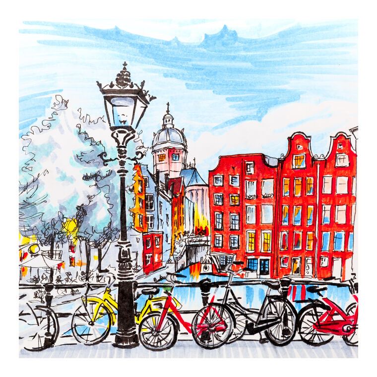 Купить и печать на заказ Картины Вид на город Амстердам