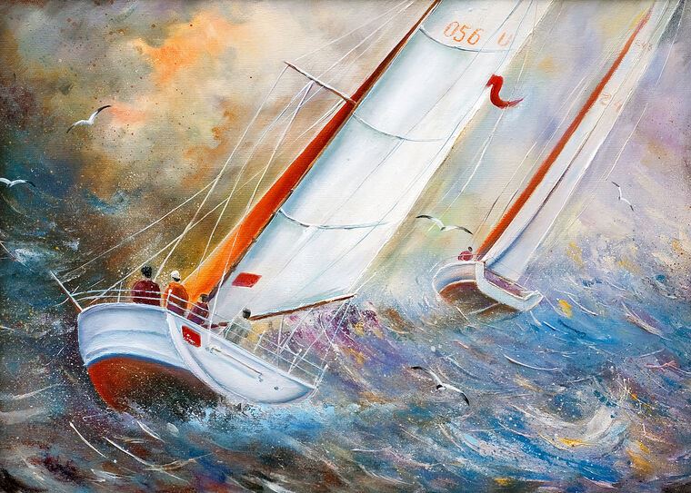 Картины Sea regatta in the storm