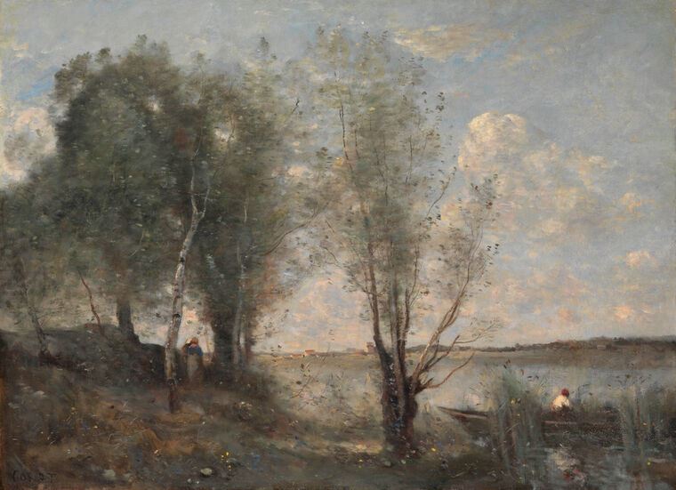 Репродукции картин The boatman among the reeds (Camille Corot)