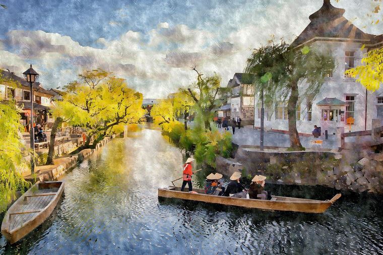 Купить и печать на заказ Репродукции картин Город Окаяма, Япония