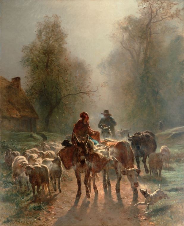 Paintings Departure to the market (constant Troyon)