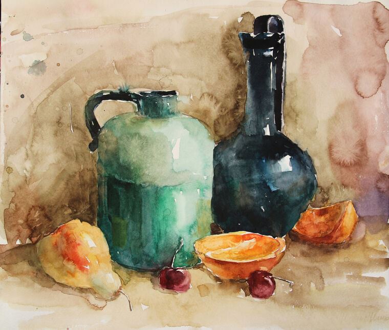 Репродукции картин Still life watercolor of fruit