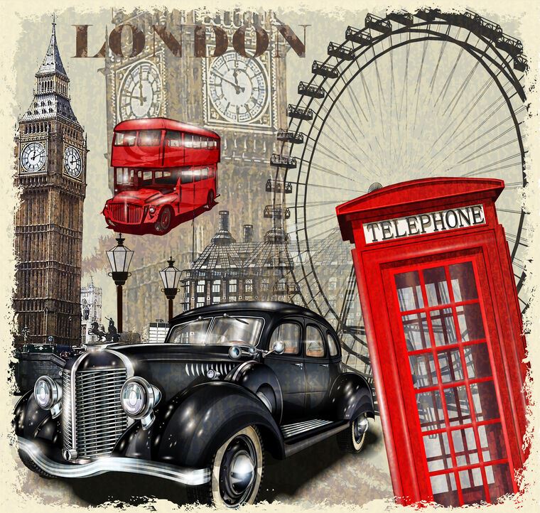 Купить и печать на заказ Картины Лондонский винтажный