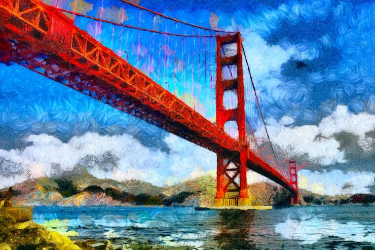 Купить и печать на заказ Репродукции картин Сан-Франциско Золотой мост