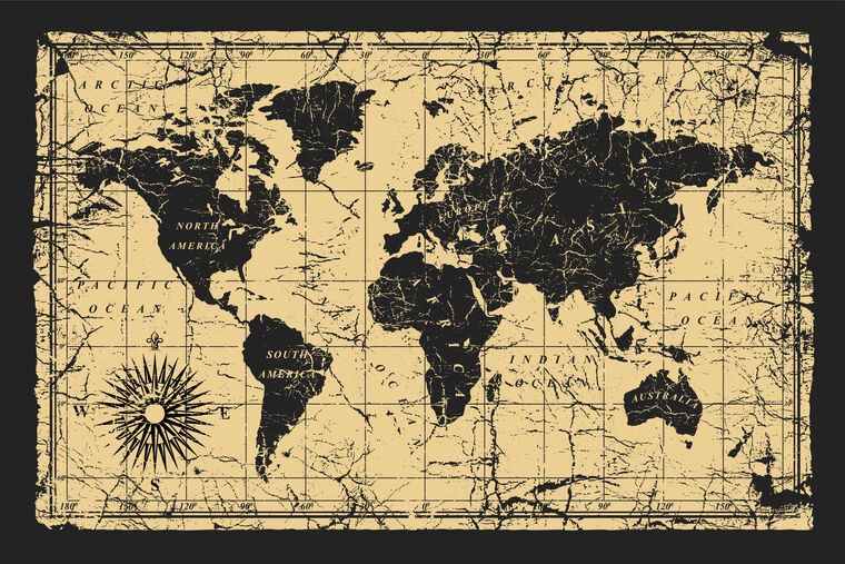 Купить и печать на заказ Репродукции картин Винтажная карта мира