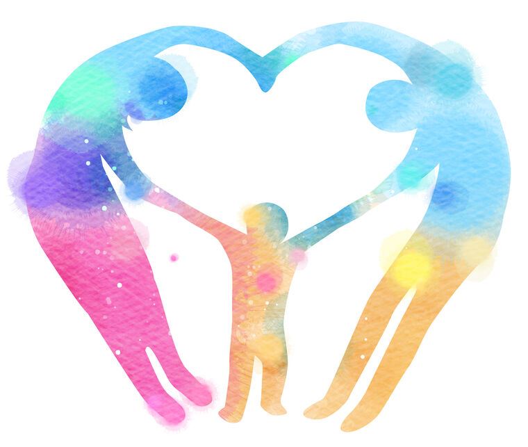 Репродукции картин The silhouettes of the family in the shape of a heart