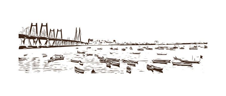 Купить и печать на заказ Репродукции картин Морской мост Бандра — Ворли