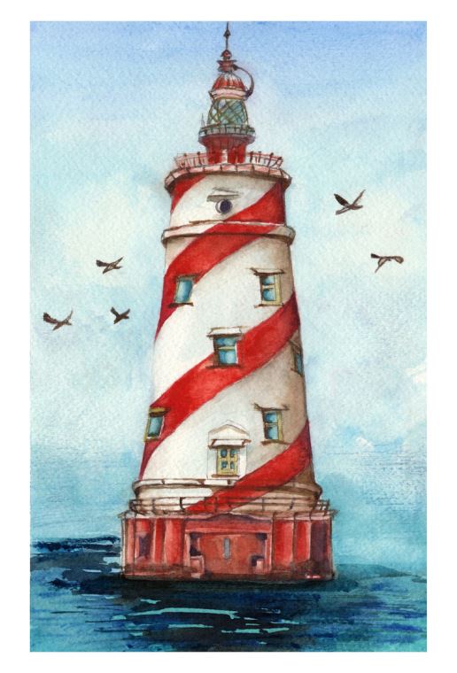 Купить и печать на заказ Картины Красно-белый маяк 