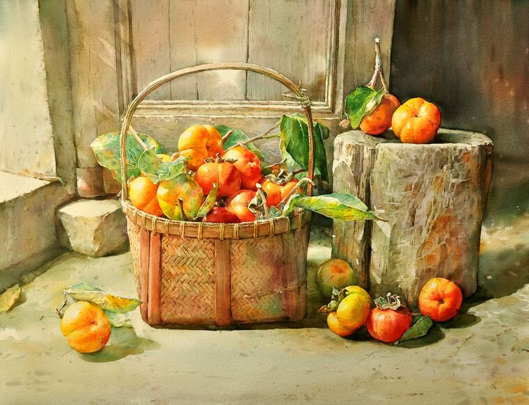 Paintings Persimmon in basket