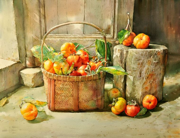 Картины Persimmon in basket