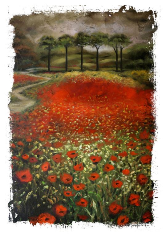 Репродукции картин A field of poppies textured painting