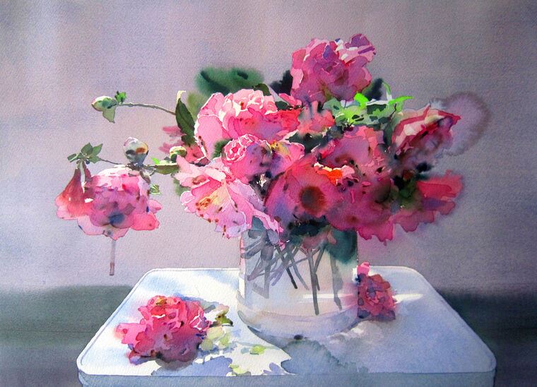 Репродукции картин Watercolor bouquet in pink tones