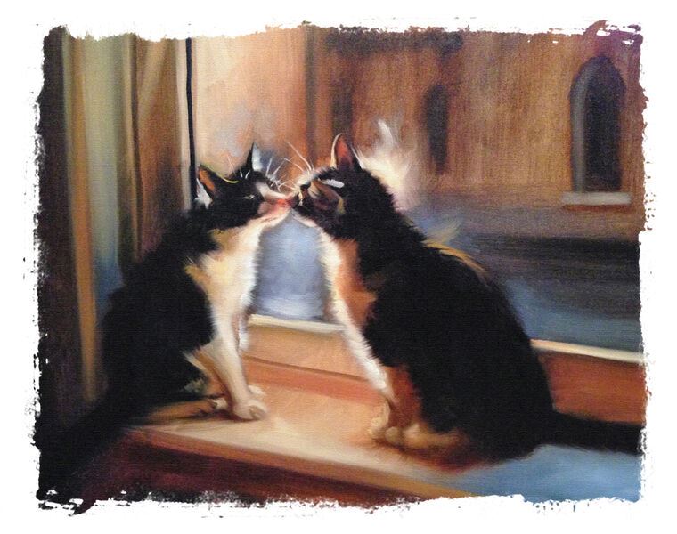 Купить и печать на заказ Картины Две кошки на подоконнике
