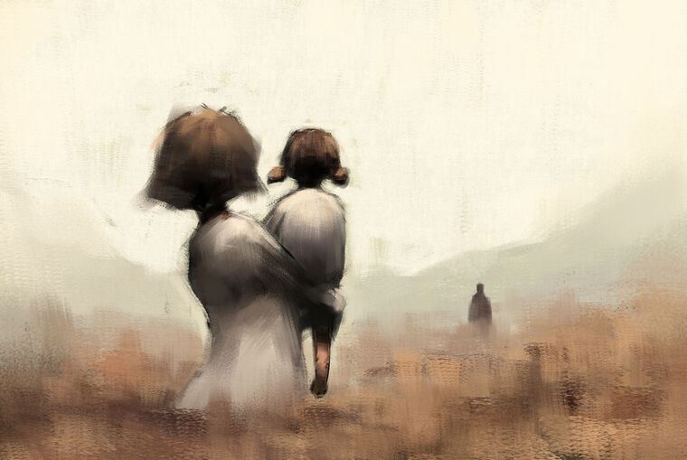 Репродукции картин Mother and daughter digital illustration