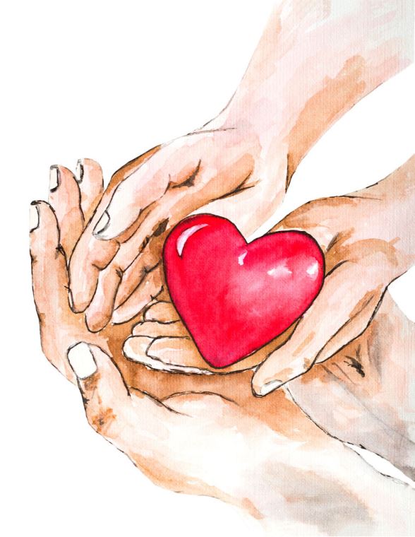 Репродукции картин Heart in hand watercolor