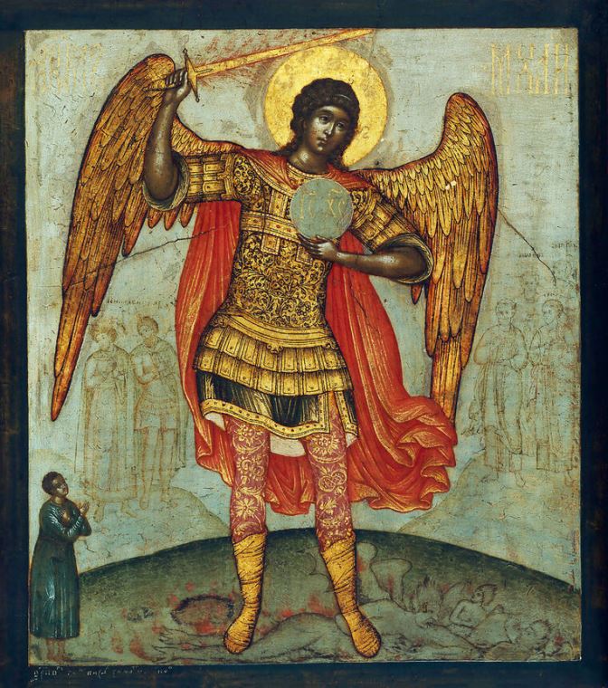Картины, фото с паспарту Icon of the Archangel Michael trampling the devil