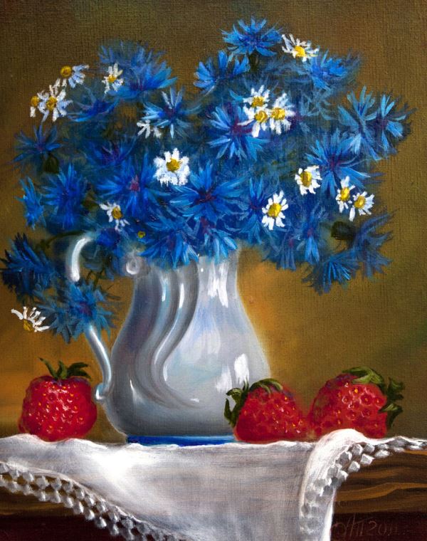 Reproduction paintings Bouquet of cornflowers and chamomiles