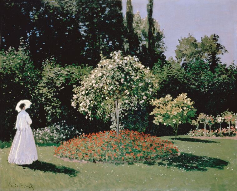 Картины на пластике, пеноркартоне Lady in the garden Sainte-Adresse (Claude Monet)